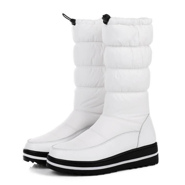 Platform Flat Round Toe Calf Snow Mid Boots