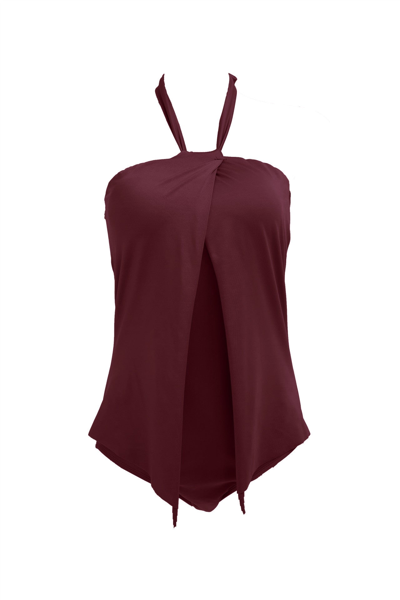 Padded Front Slit Halter Neck One Piece Swimwear 