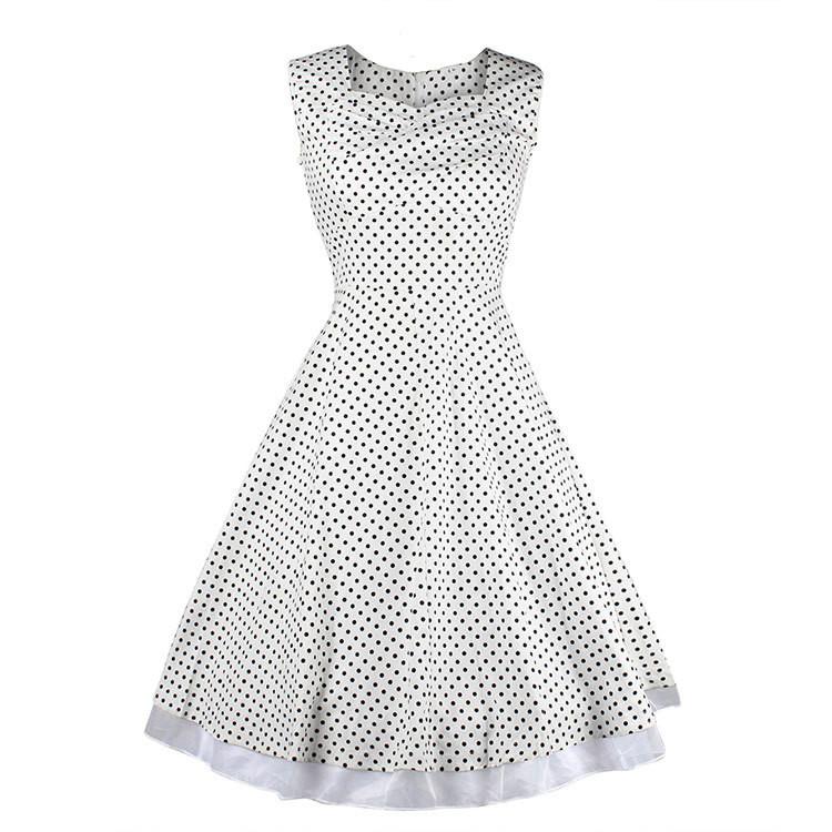 Print Sleeveless Solid Pleated High-waist Square Neck Dress - Meet Yours Fashion - 8