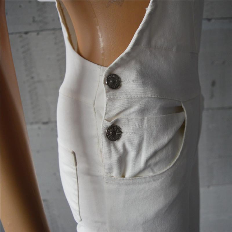 High Waist Pure Color Denim Overall Long Jumpsuit