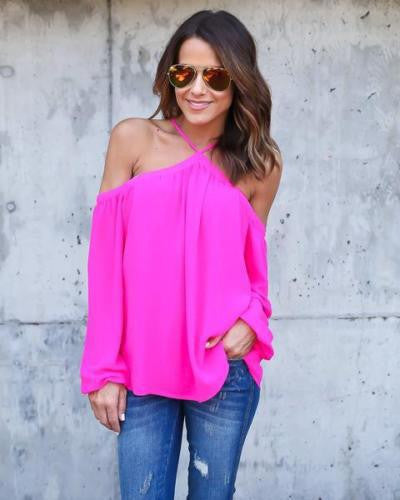 Halter Off-shoulder Long Sleeves Loose Street Chic Blouse - May Your Fashion - 6