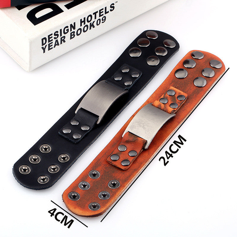 Pure Color Wide Strap Alloy Decorate Bracelet
