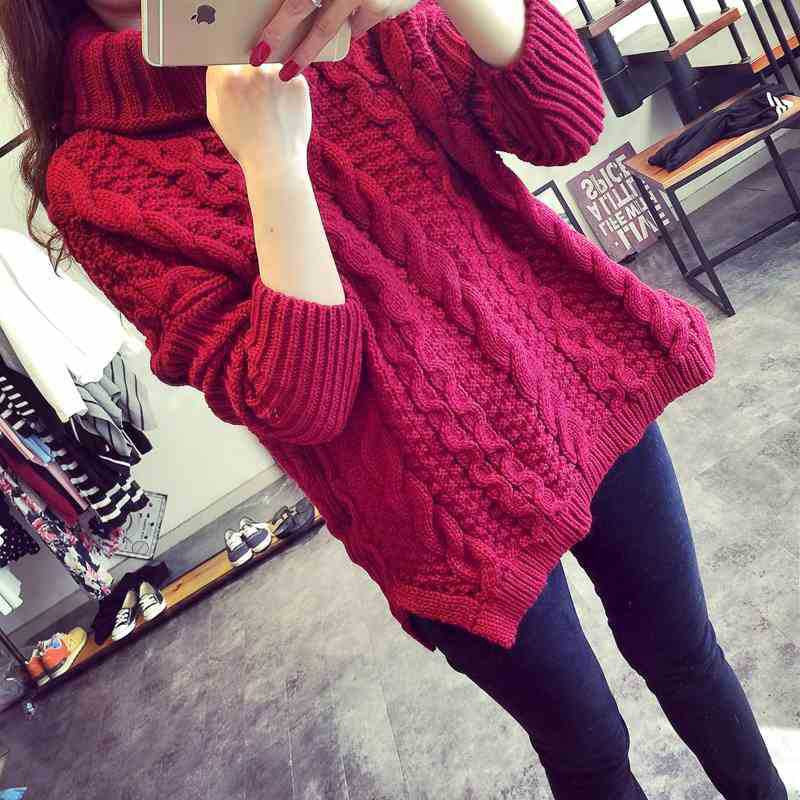Retro Style Braid Knitting Plus Size Sweater
