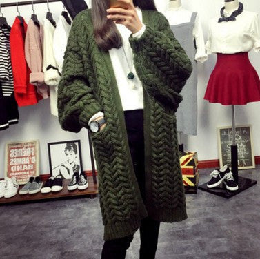 Batwing Cable Dropped Shoulder Long Split Solid Sweater - May Your Fashion - 5
