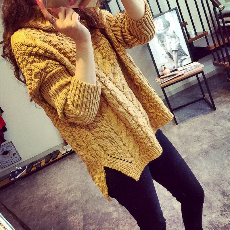 Retro Style Braid Knitting Plus Size Sweater