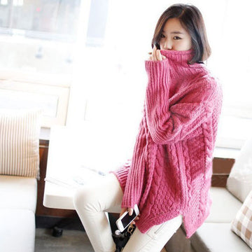 Retro Style Braid Knitting Plus Size Sweater