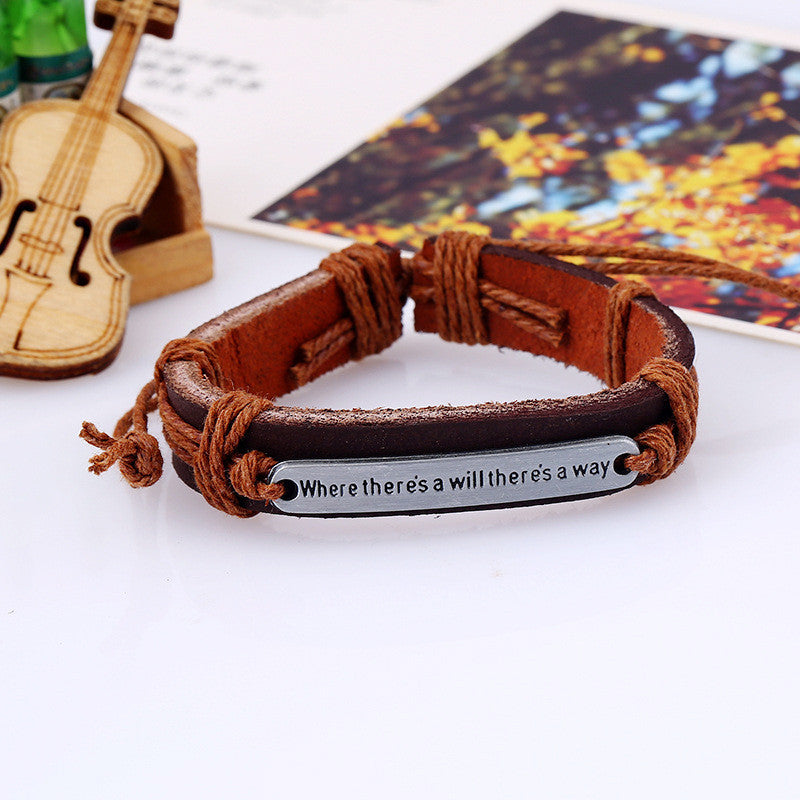 Retro Alloy Letters Braided Bracelet