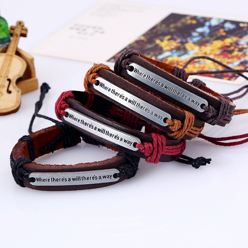 Retro Alloy Letters Braided Bracelet