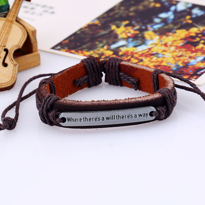 Retro Alloy Letters Braided Bracelet