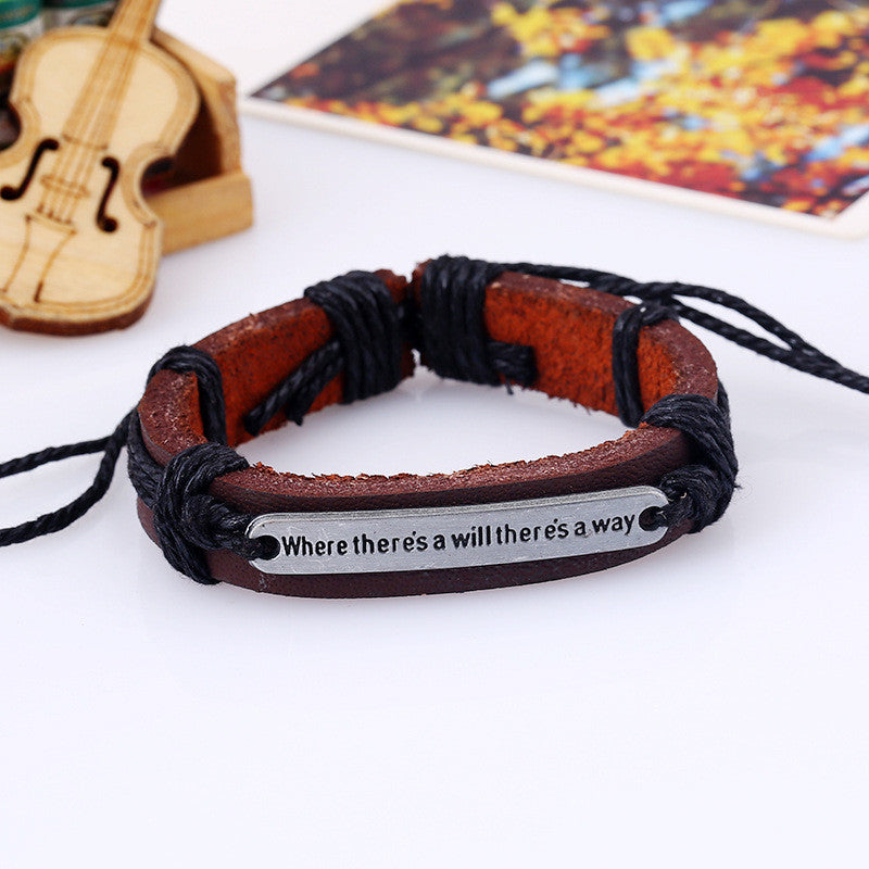 Retro Alloy Letters Braided Bracelet