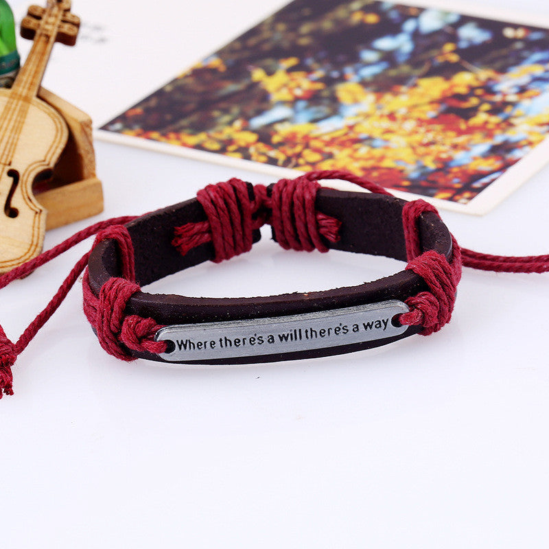 Retro Alloy Letters Braided Bracelet