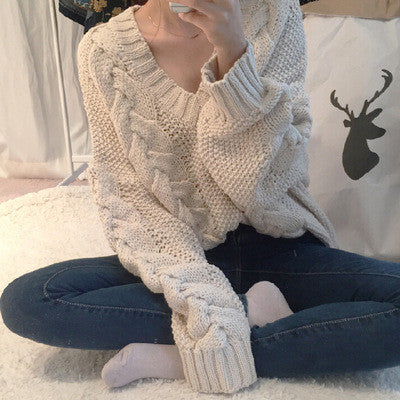 Joker Braided Knitting Plus Size Sweater