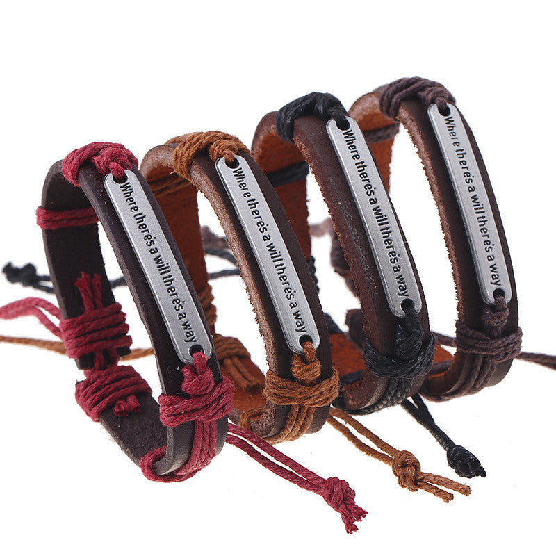 Retro Alloy Letters Braided Bracelet