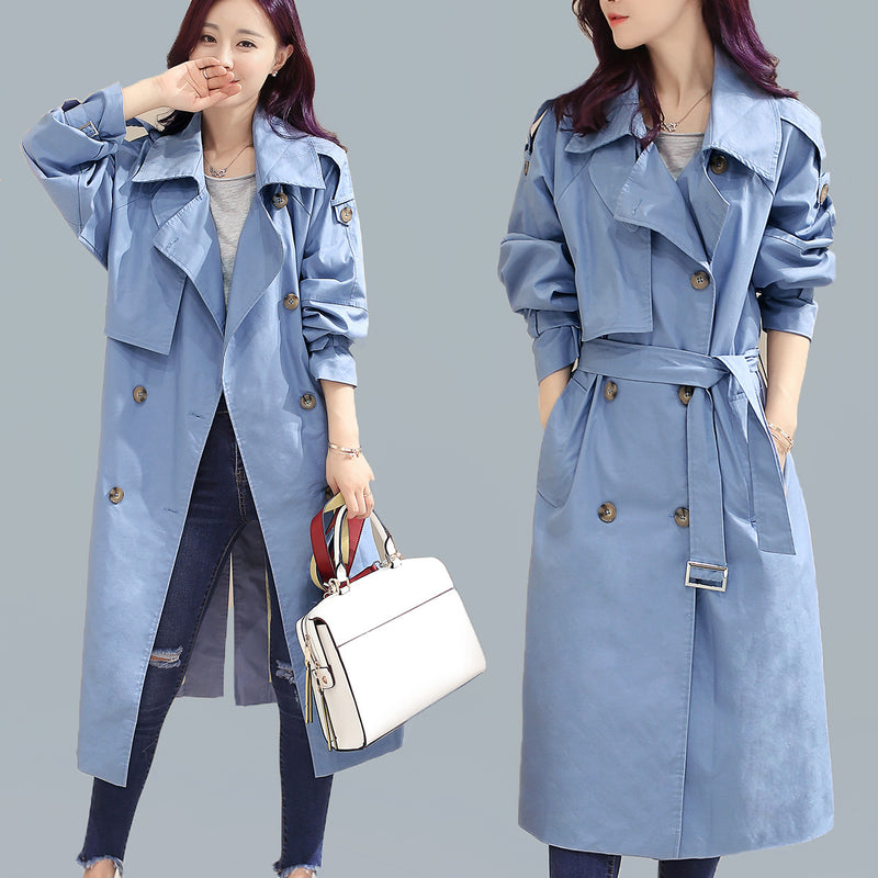 Double Breasted Lapel Collar Pockets Long Coat – May Your Fashion