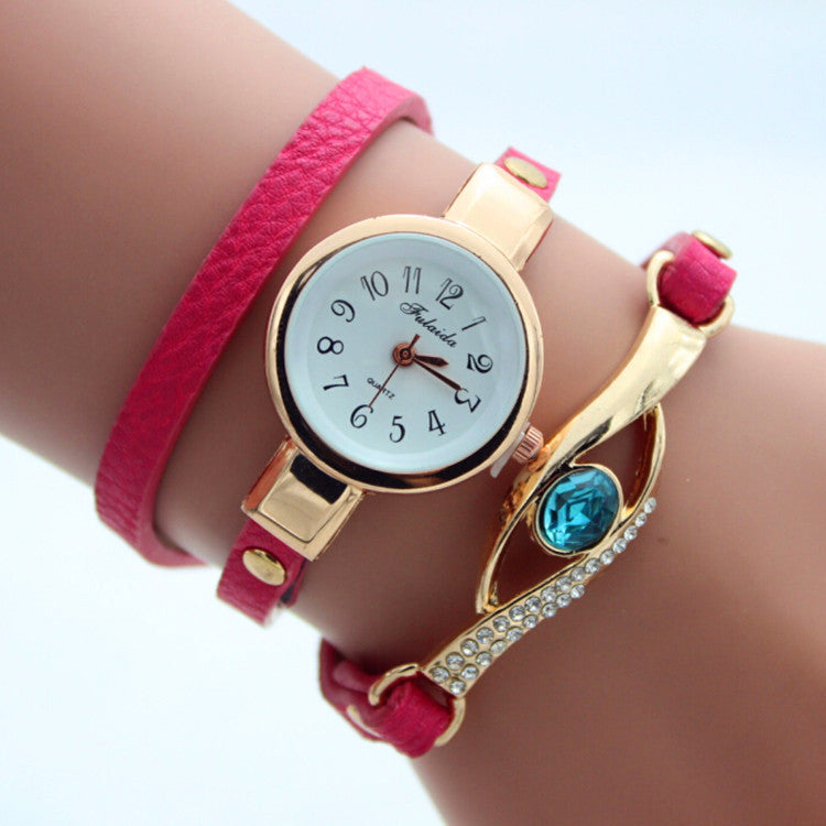 Gem Diamond-Encrusted Bracelet Watch