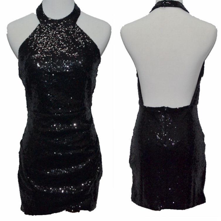 Sequined Backless Halter Bodycon Clubwear Dress - Meet Yours Fashion - 5