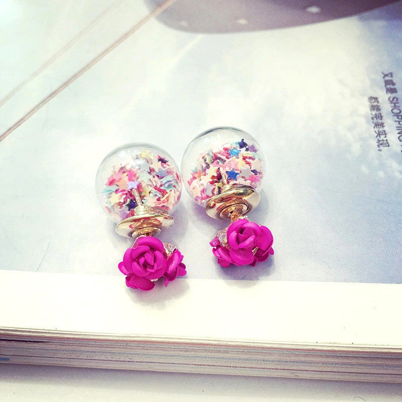 Flower Glass Ball Stars Quicksand Earring