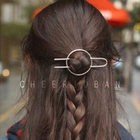 Geometric Copper Circle Half Holding Hairpin