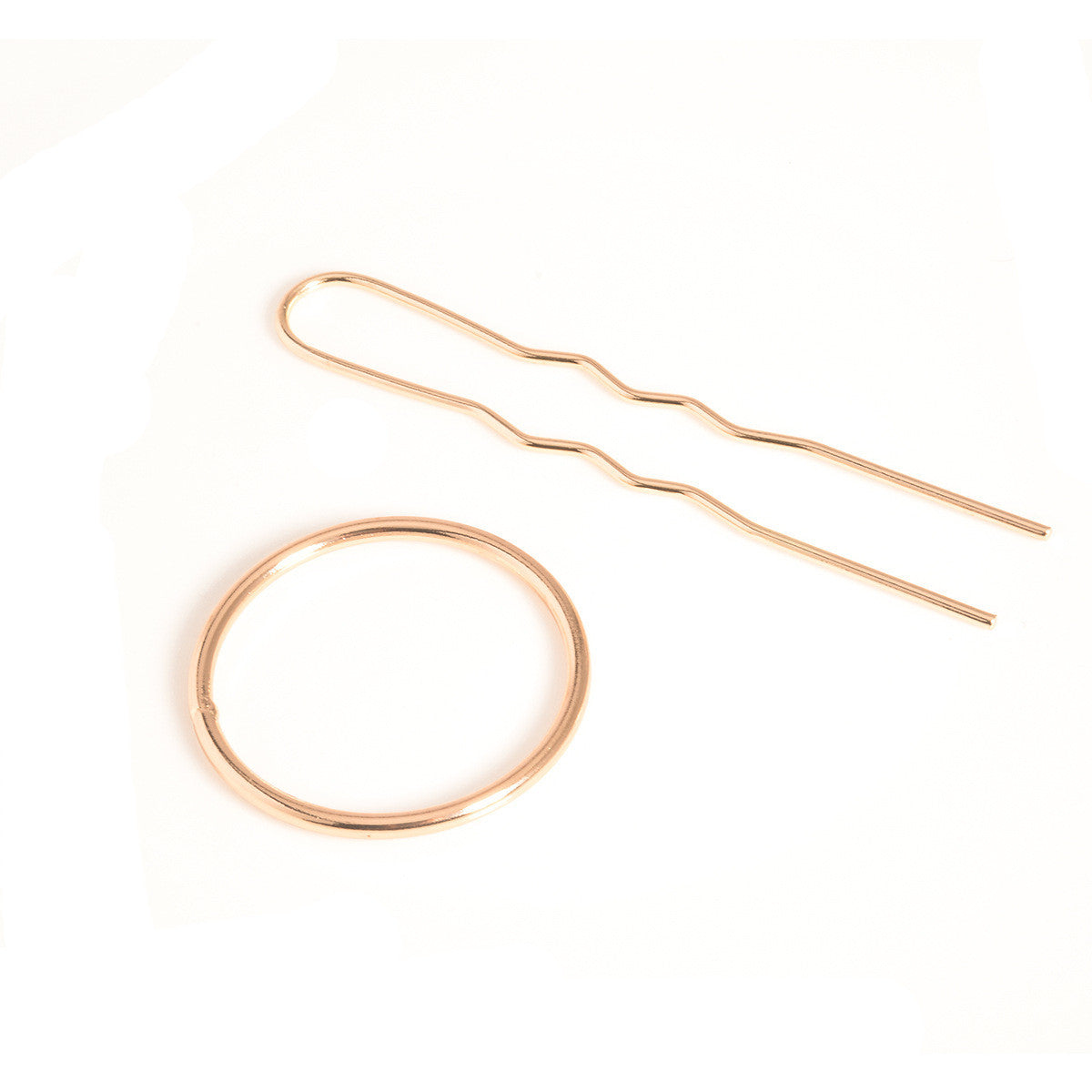 Geometric Copper Circle Half Holding Hairpin