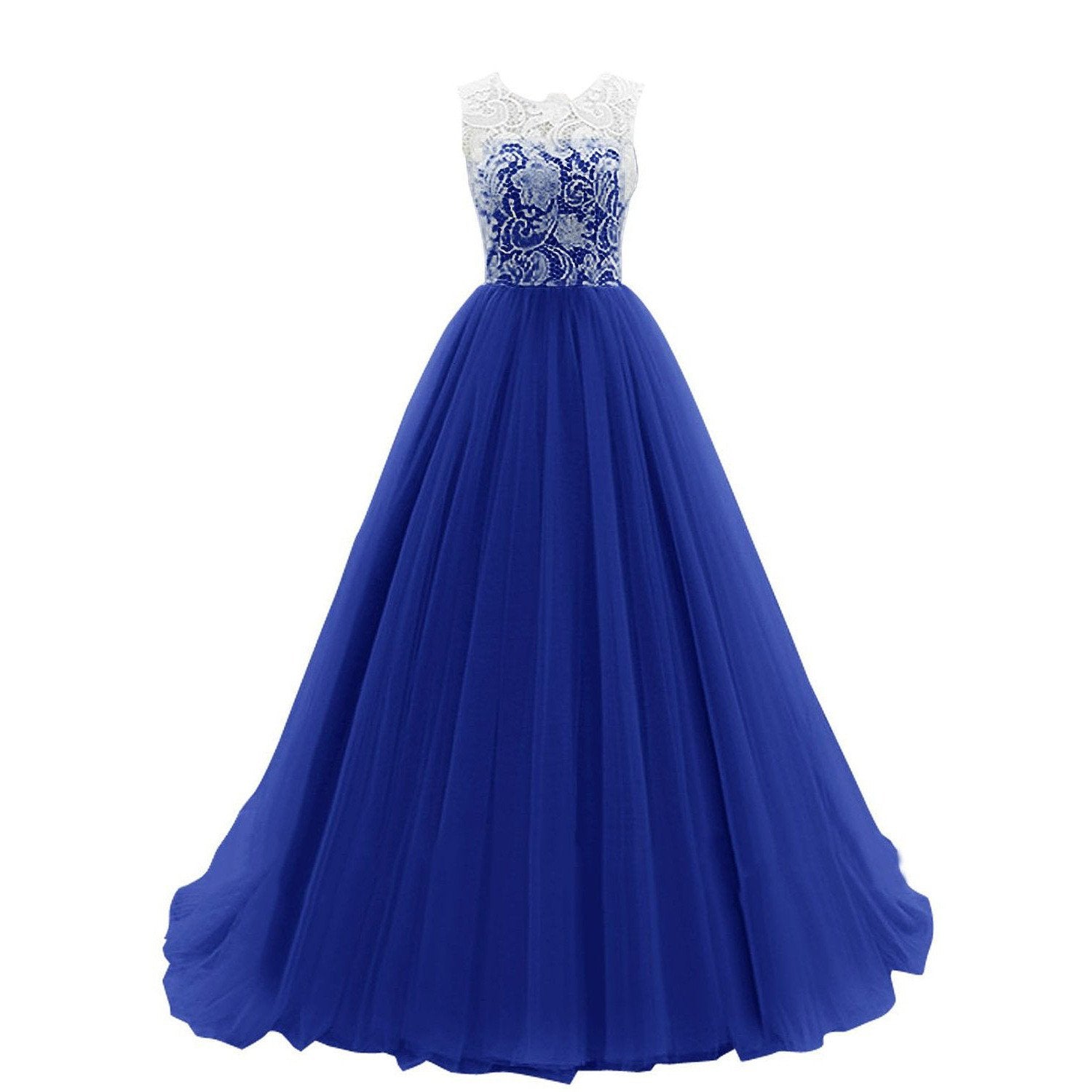 Pure Color Lace Puff Long Dress