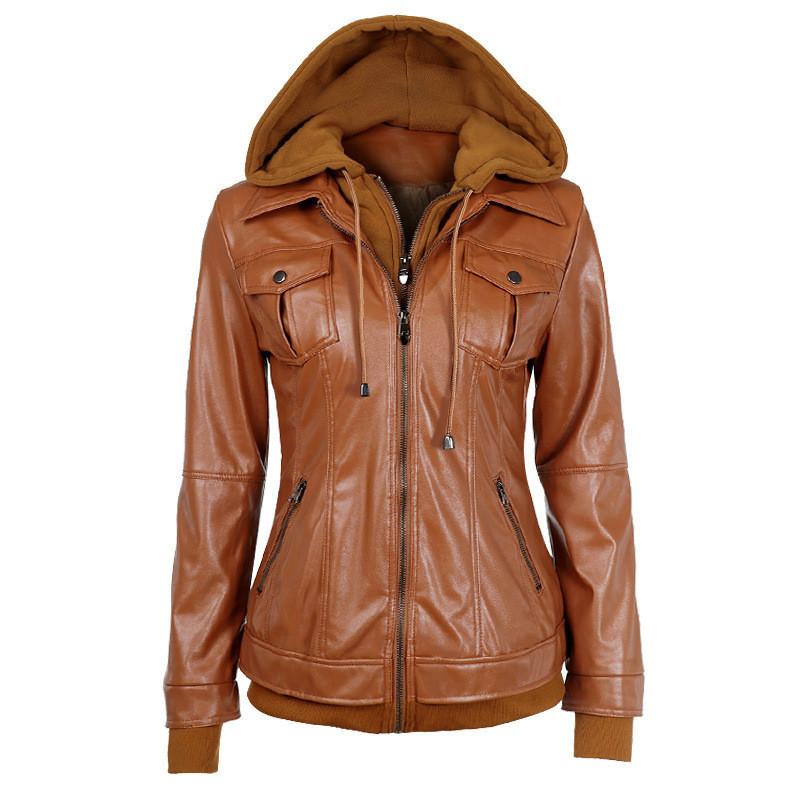 Free Shipping Faux Twinset Pocket Woman Hooded Jacket with Removable Hat on(Extra large code)