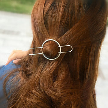 Geometric Copper Circle Half Holding Hairpin