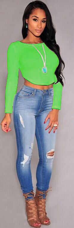 Scoop Irregular Slim Candy Color Crop Top Short T-shirt