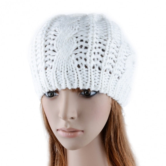 Women Beret Braided Baggy Beanie Crochet Hat Ski Cap