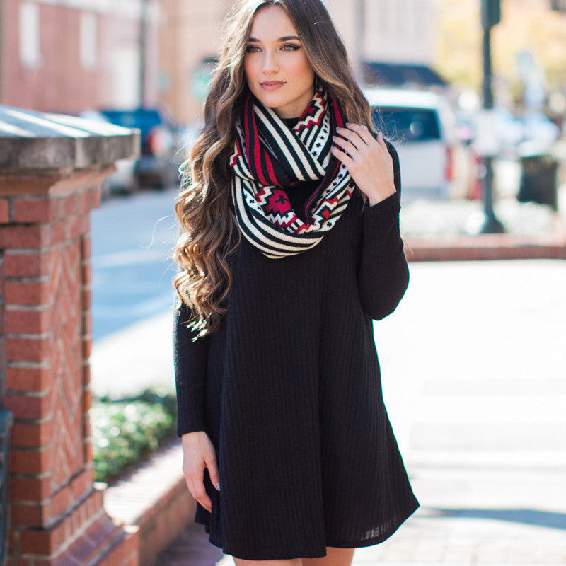 Fashion Loose Style Ribbed-Knit Short Sweater Dress