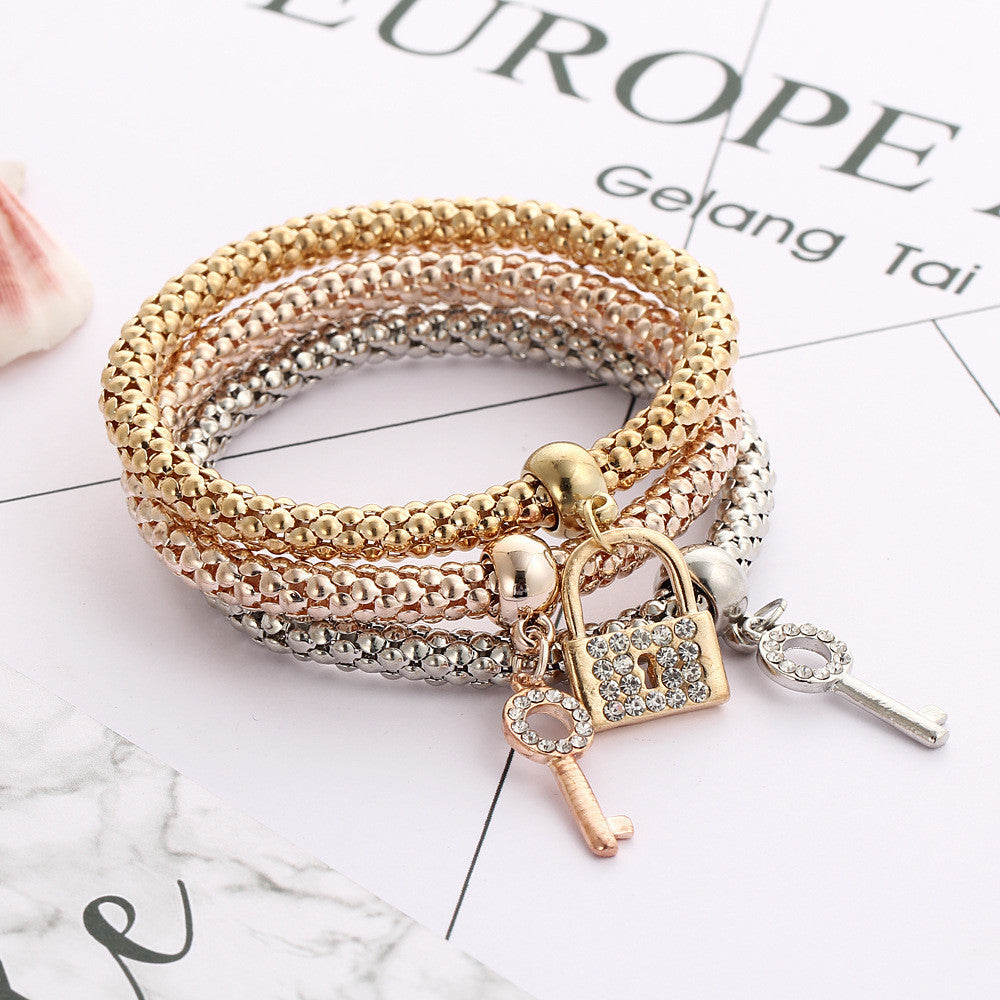 Crystal Diamond Key Lock Bounce Bracelet