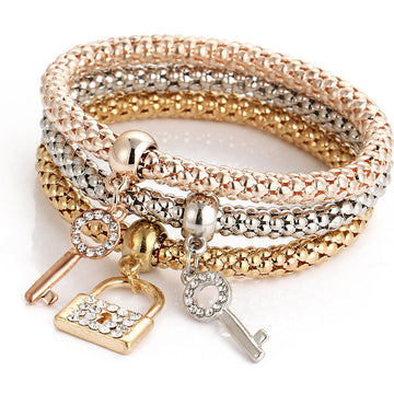 Crystal Diamond Key Lock Bounce Bracelet