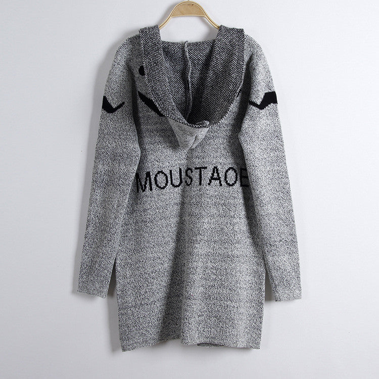 Fashion Print Loose Long Hoodie Cardigan