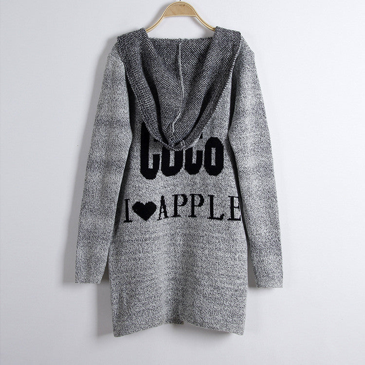 Fashion Print Loose Long Hoodie Cardigan