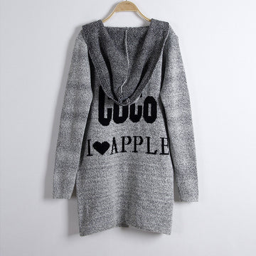Fashion Print Loose Long Hoodie Cardigan