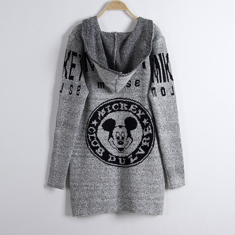Fashion Print Loose Long Hoodie Cardigan