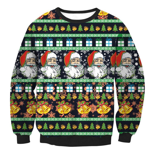 Scoop Santa Claus Print Women Christmas Sweatshirt