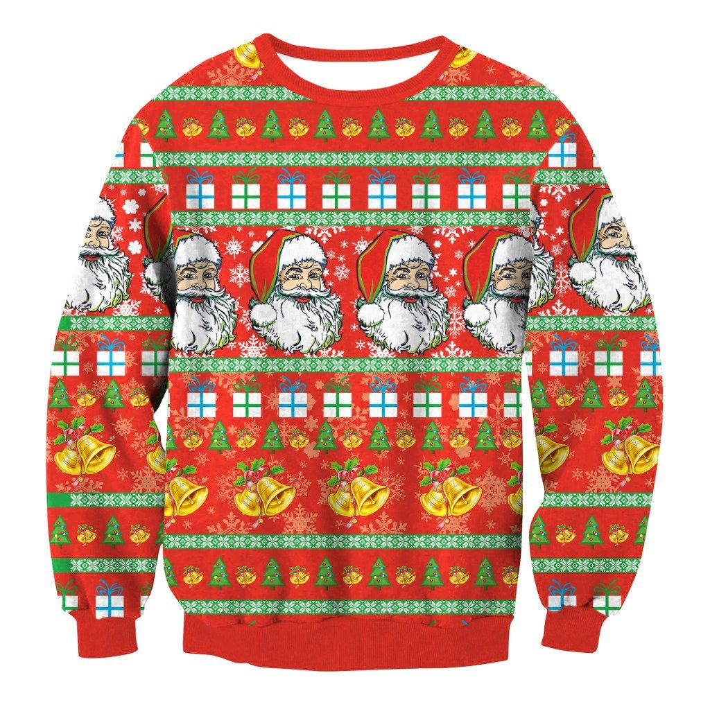 Scoop Santa Claus Print Women Christmas Sweatshirt