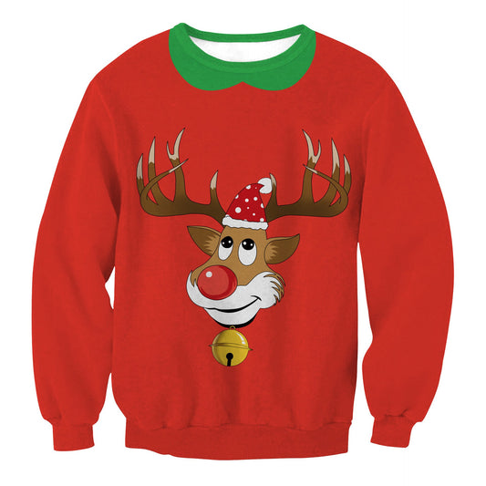 Cartoon Digital Print Women Christmas Party Sweatshirt