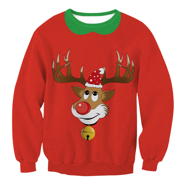 Cartoon Digital Print Women Christmas Party Sweatshirt