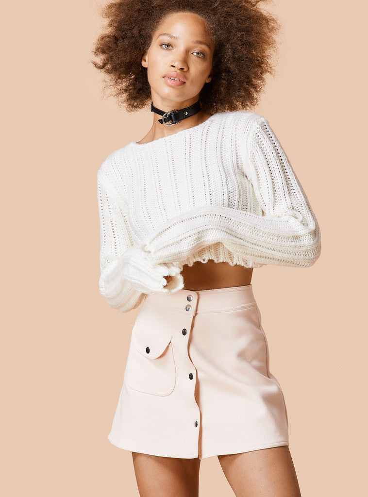 Sexy Long Sleeve Ribbed Crop Top Sweater