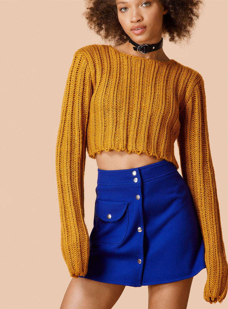 Sexy Long Sleeve Ribbed Crop Top Sweater