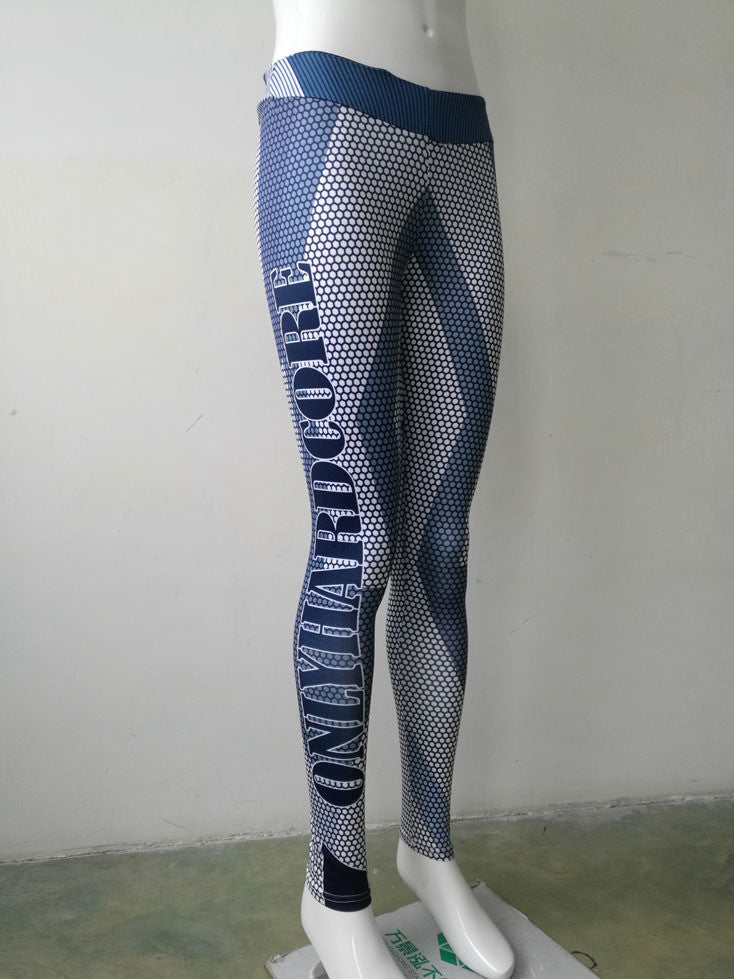 Low Waist Sports Style Print Women's Long Leggings