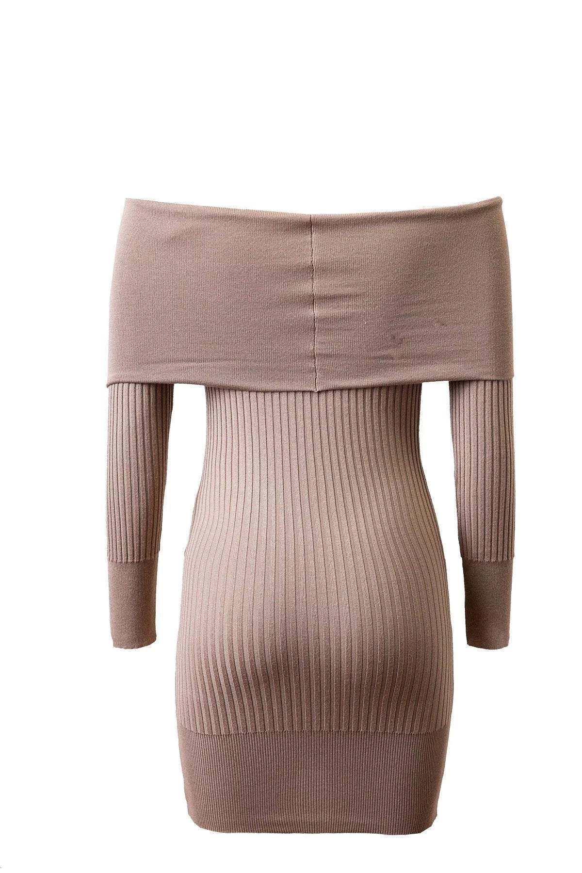 Off Shoulder Bodycon Knitting Sweater Dress