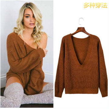 Sexy Deep V Neck Knitting Sweater