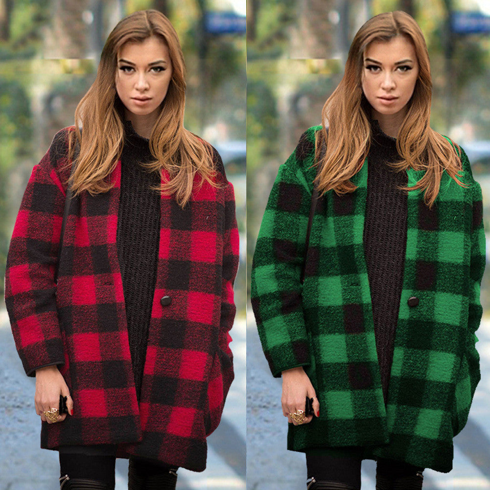 Scoop Long Sleeves Thick Plus Size Wool Coat