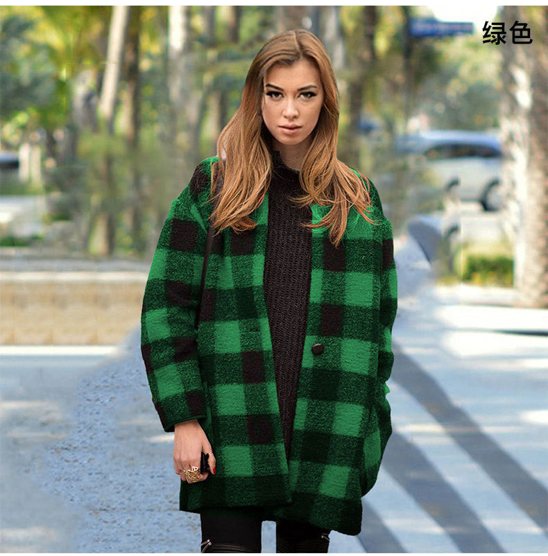 Scoop Long Sleeves Thick Plus Size Wool Coat