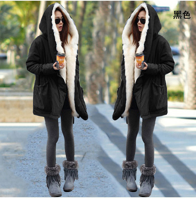 Hooded Thick Slim Casual Plus Size Mid-length Coat