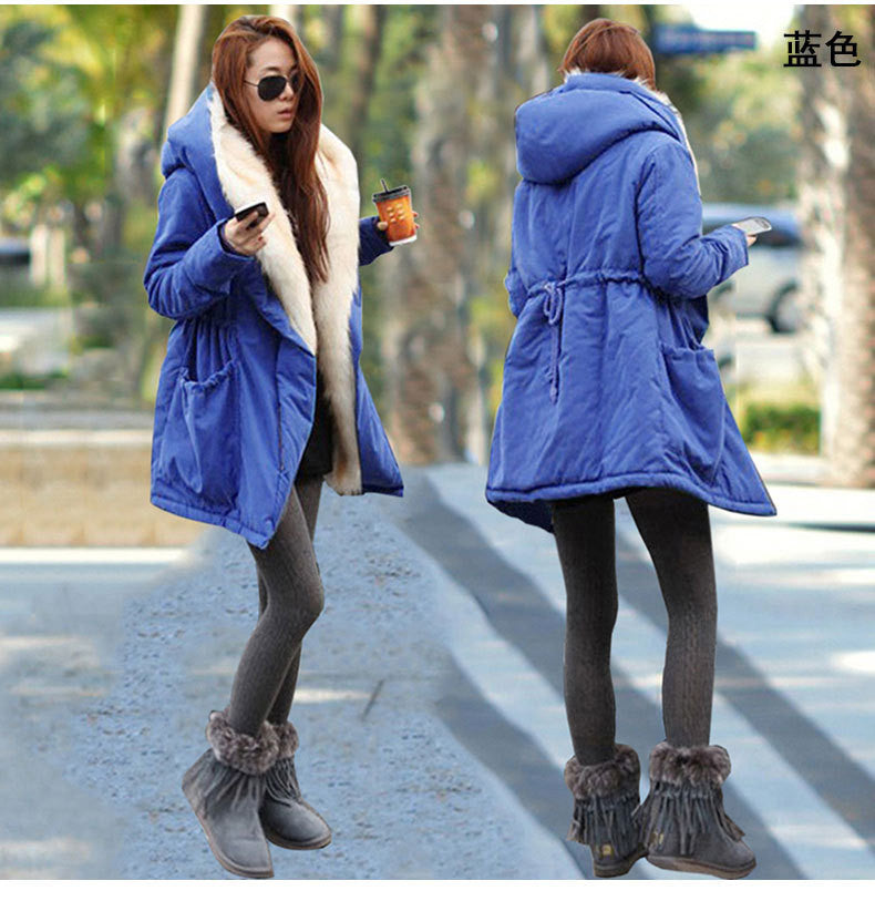 Hooded Thick Slim Casual Plus Size Mid-length Coat