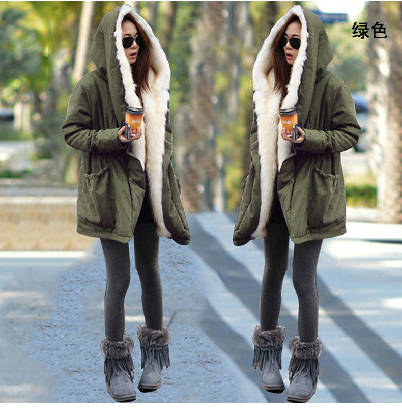 Hooded Thick Slim Casual Plus Size Mid-length Coat