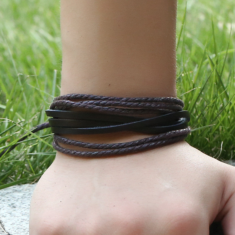 Leisure Hand Woven Leather Bracelet